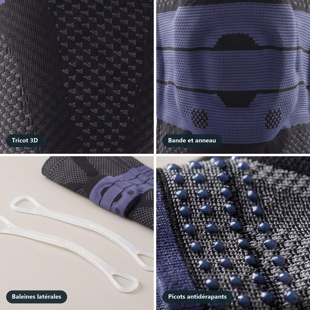 Détails : tricot 3D, bande et anneau, baleines, picots